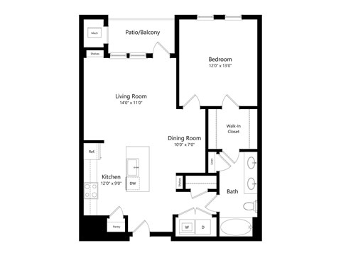 A black and white image of a floor plan for a house.
